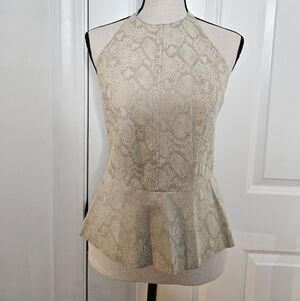 Rebecca Taylor Snake Print Suede Tie In back Halter Blouse. New with tags.